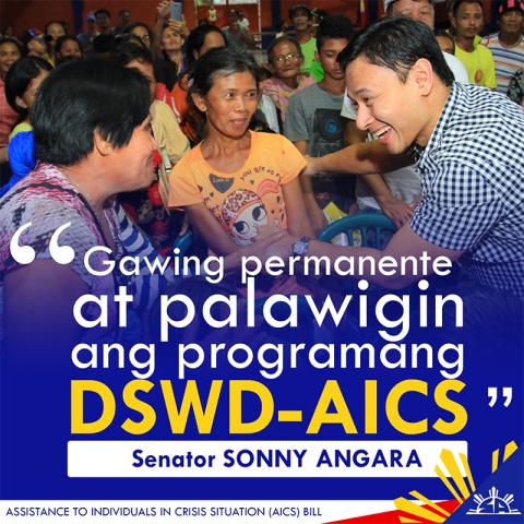 Angara pushes for the institutionalization of the Assistance to Individuals in Crisis Situation (AICS)