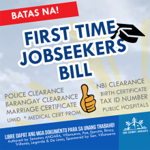 ANGARA LAUDS SIGNING OF FIRST-TIME JOBSEEKERS ACT